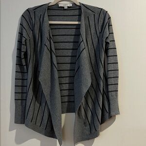LOFT Charcoal and Black Striped Cardigan XXSP
